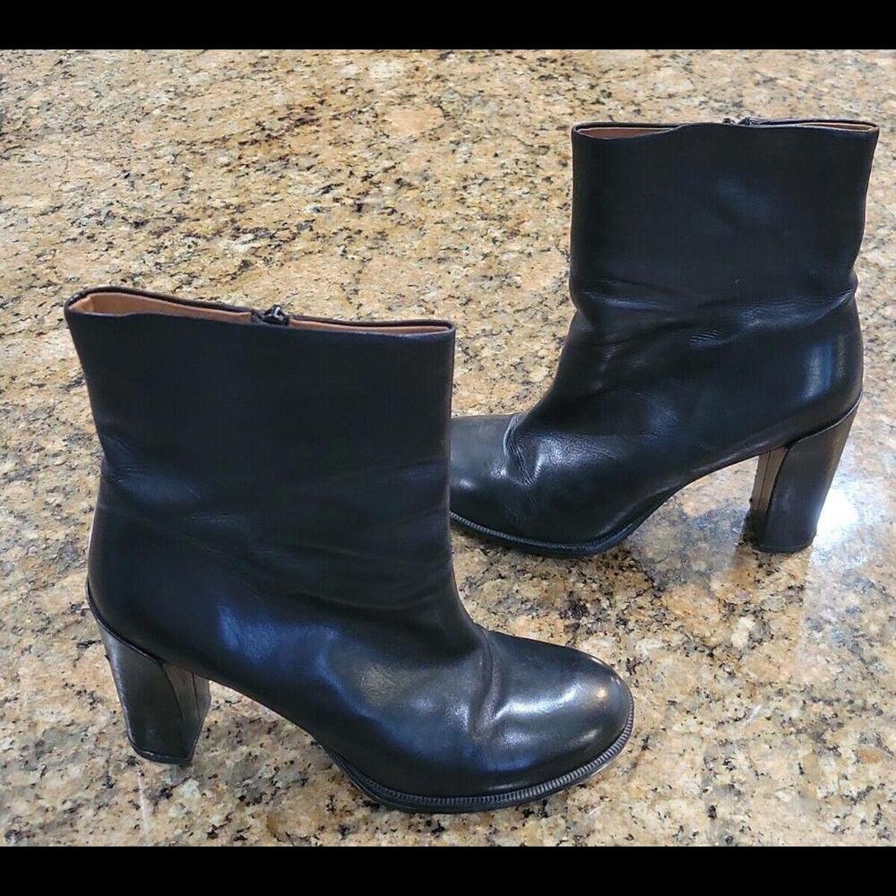 CARLO PAZOLINI ANKLE Block HIGH Heels BLACK LEATHER Zip Up Boots Womens Shoes 38